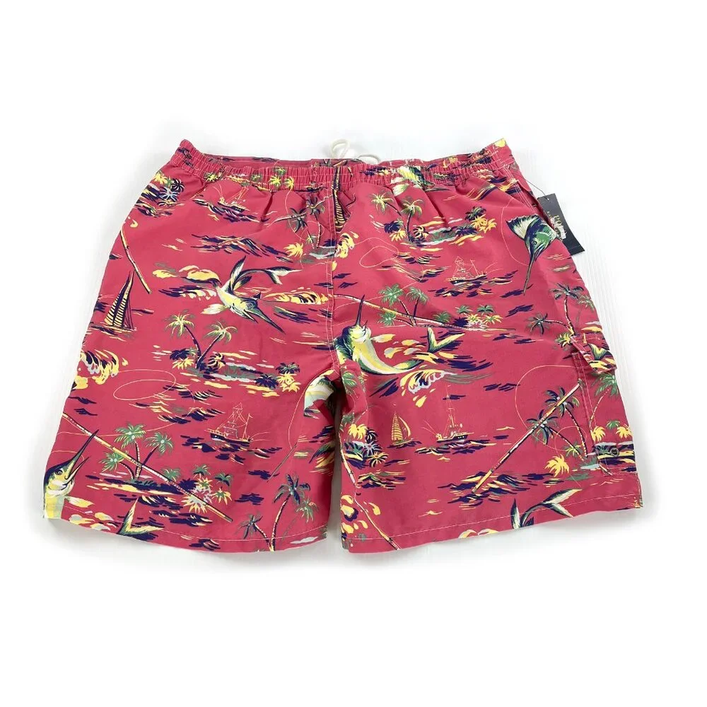 POLO RALPH LAUREN Swim Trunk Men Short Floral Fish Hawaiian Board 2X 2XB XXL 2XL